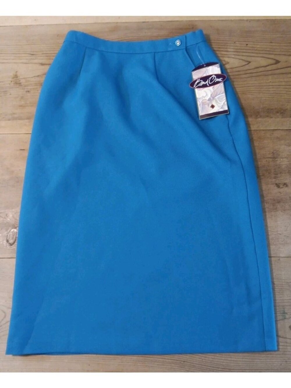 Vtg Levis Bend Over Midi Skirt Women 10 Teal Blue Made In USA Dacron Poly NWT
